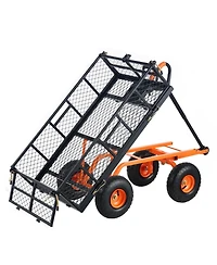 Sugift Metal Utility Wagon with 400 lbs Capacity & Dump Function