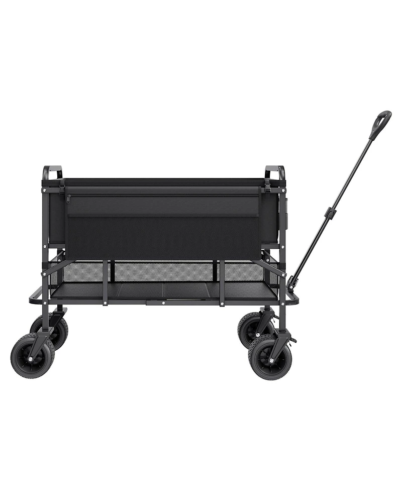 Sugift 400L Double Decker Collapsible Wagon with Extended Handle & 450 lb Weight Capacity