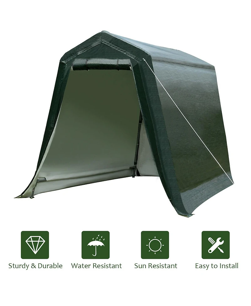Givimo Outdoor Carport Shed with Sidewalls and Waterproof Ripstop Cover-6 x 8 ft