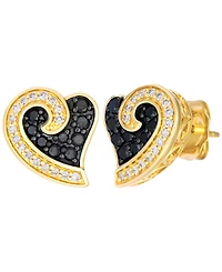 Le Vian Blackberry (0.26 ct. t.w.) and Vanilla (0.13 ct. t.w.) Diamond Heart Shaped Stud Earrings in 14k Honey Gold