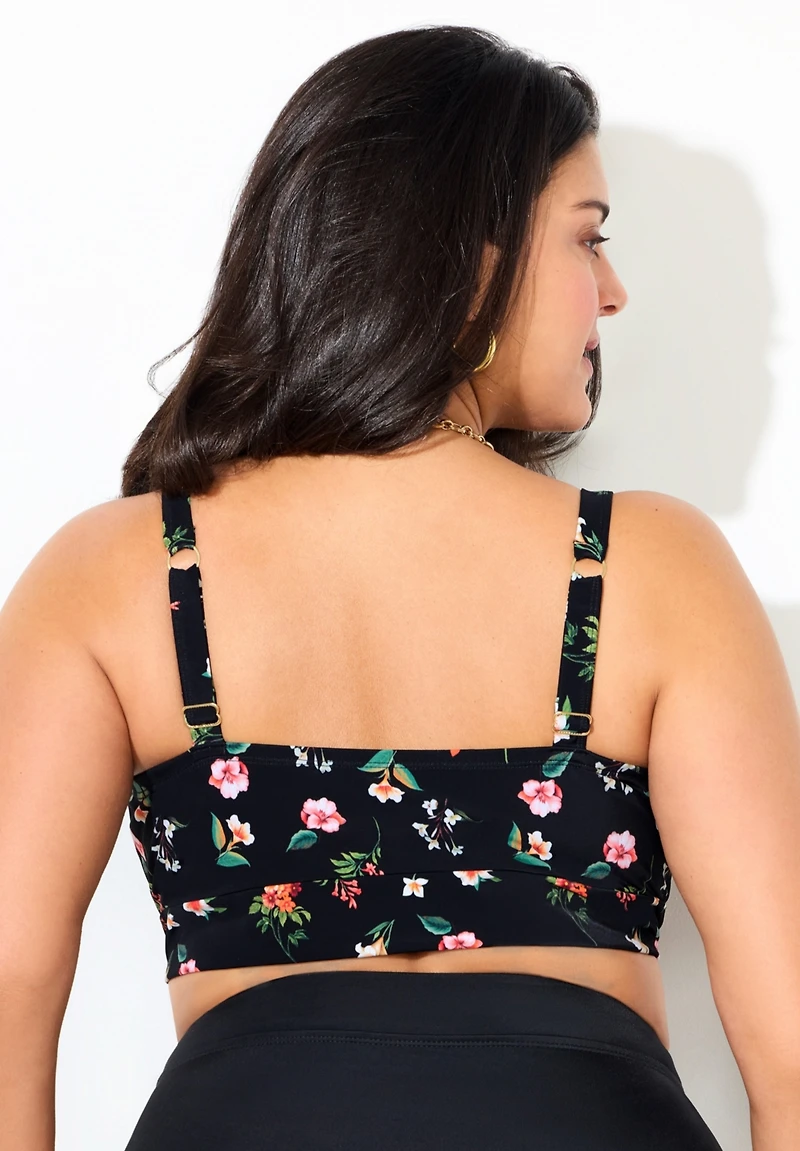 Swimsuits for All Women's Bra Tie Front Longline Underwire Bikini Top