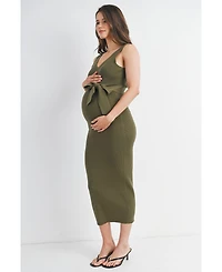 Hello Miz Maternity Ribbed Sleeveless Bodycon Dress with Waist Tie