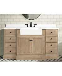 Ari Bath 60" Kelly, Weathered Fir Finish, Engineered Quartz Countertop