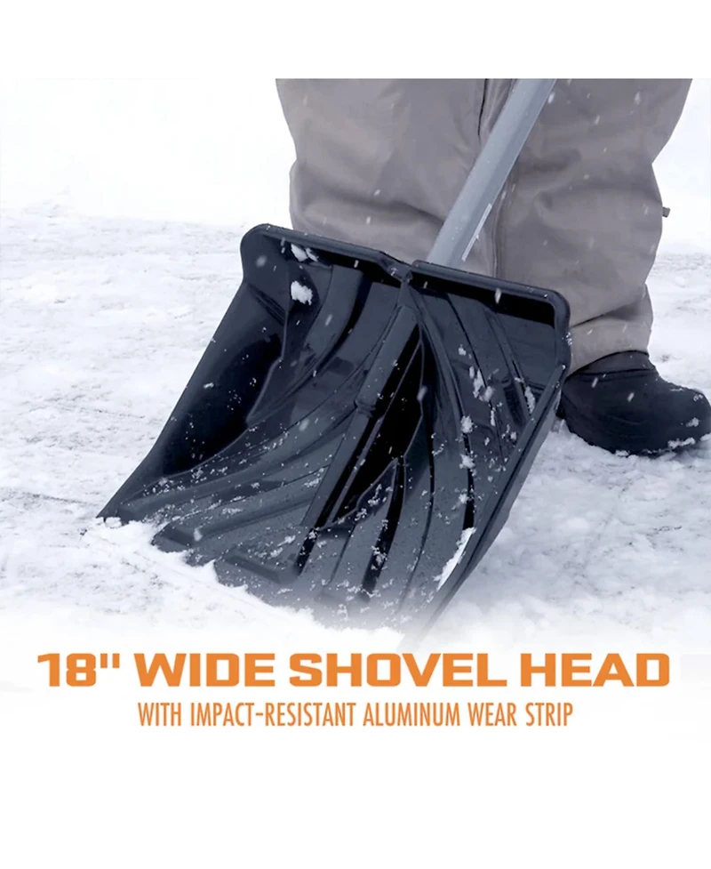 ErgieShovel 18” Snow Shovel, 34.5” Shaft, Push Scoop Combination, Erg-SNSH18