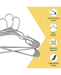 Lifemaster Heavy-Duty Plastic Hangers, Non-Slip Grooves, Space-Saving Design, 5 lb Capacity – Perfect for Clothes, Dresses & Coats, Pack of 50,