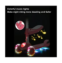 Bruce & Shark Foldable 3-Wheel Kids Scooter with Lean-to-Steer Balance, Lights & Music for Early Riding Fun