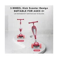 Bruce & Shark Foldable 3-Wheel Kids Scooter with Lean-to-Steer Balance, Lights & Music for Early Riding Fun