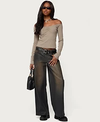 Edikted Women's Cambria Ribbed Off Shoulder Top