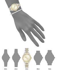Anne Klein Women's Quartz Crystal Accented Champagne Dial Round Two-Tone Alloy Metal Watch Set, 26mm