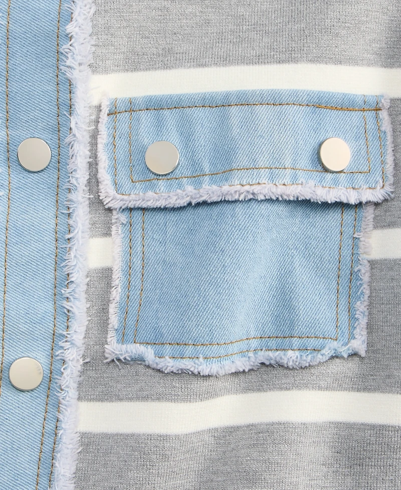 On 34th Women's Denim-Trim Striped Cardigan Jacket, Macy's Exclusive