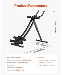 Sugfit Ab Workout Machine 440 Lb Capacity Core Trainer Foldable Home Gym Equipment