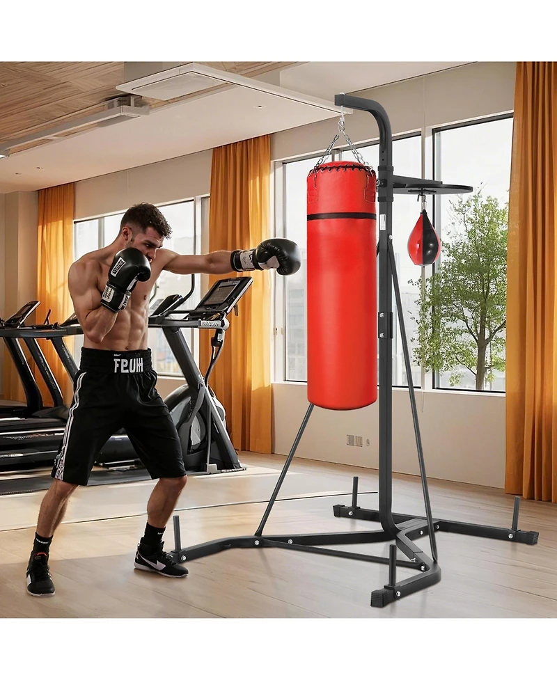 Sugift Punching Bag Stand 2-in-1 Heavy Duty Boxing and Speed Bag Stand Holds 140 Lb