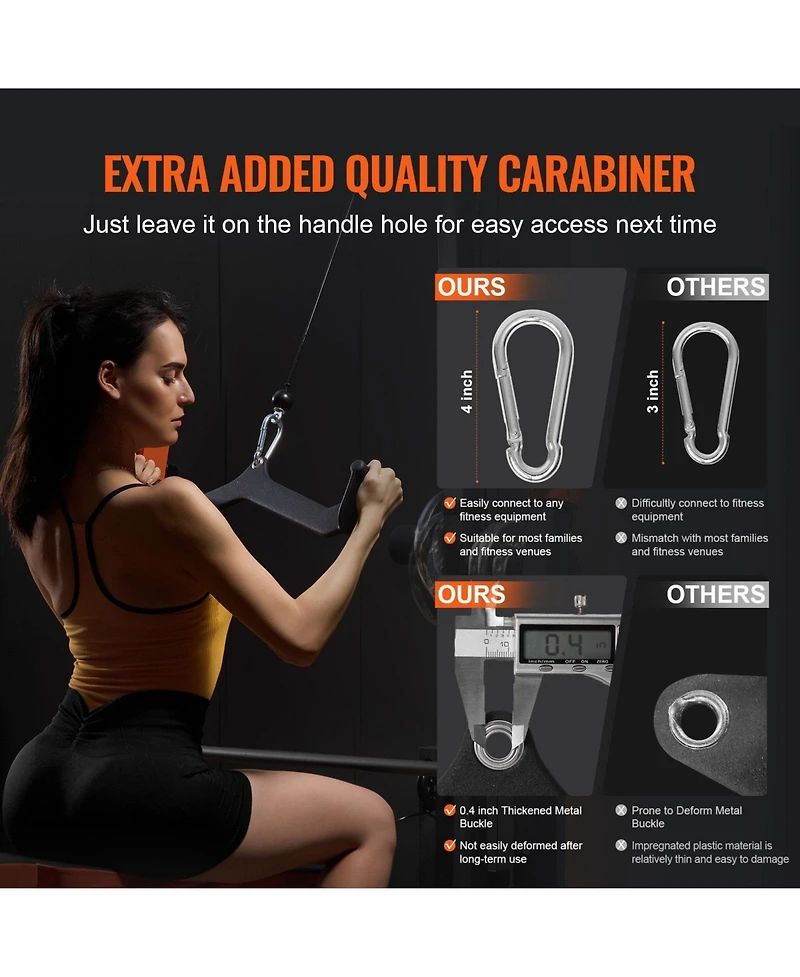 Sugfit Lat Pulldown Bar Cable Row V-Bar Attachment with Rubber Grip for Home Gym