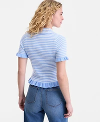 On 34th Women's Short-Sleeve Ruffle-Trim Collared Cardigan, Macy's Exclusive