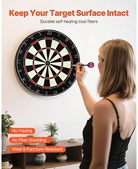 Sugift Dartboard Set with 6 Darts and Score Kit 17.7" Self-Healing Sisal Board