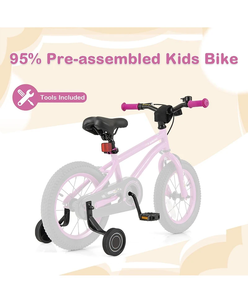 Sugift 14-Inch Kids Bike – Adjustable Toddler Bicycle with Removable Training Wheels, for Ages 3–8, Safe & Comfortable Ride