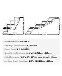 Cozito Wide 4-Step Aluminum Folding Dog Stairs for SUVs, Holds up to 150 lbs