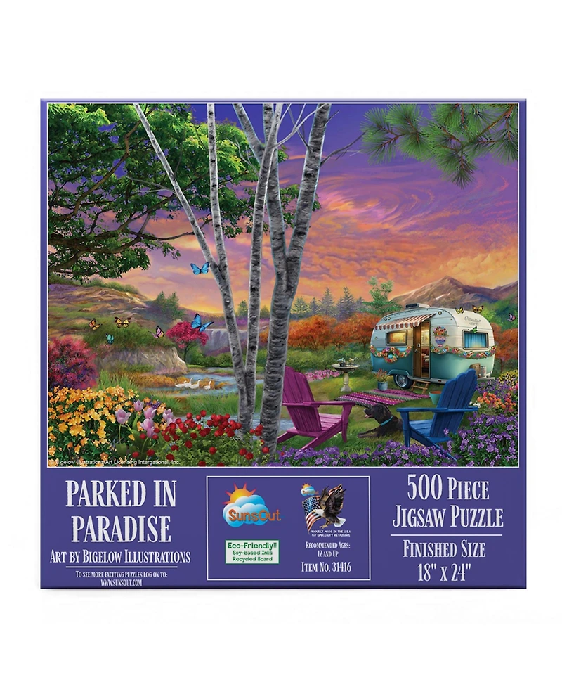 SunsOut Parked in Paradise 500 piece Jigsaw Puzzle for Adults