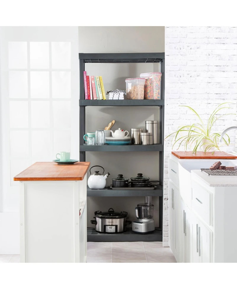 Sterilite 75.2 Inch Heavy Duty Durable 5 Shelf Ventilated Shelving Unit, 4 Pack