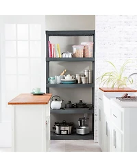 Sterilite 75.2 Inch Heavy Duty Durable 5 Shelf Ventilated Shelving Unit, 4 Pack