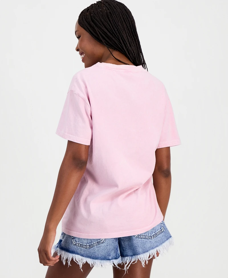 Rebellious One Juniors' Smell The Roses Mineral Wash T-Shirt