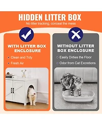 Cozito Double-Compartment Wooden Litter Box Enclosure, White