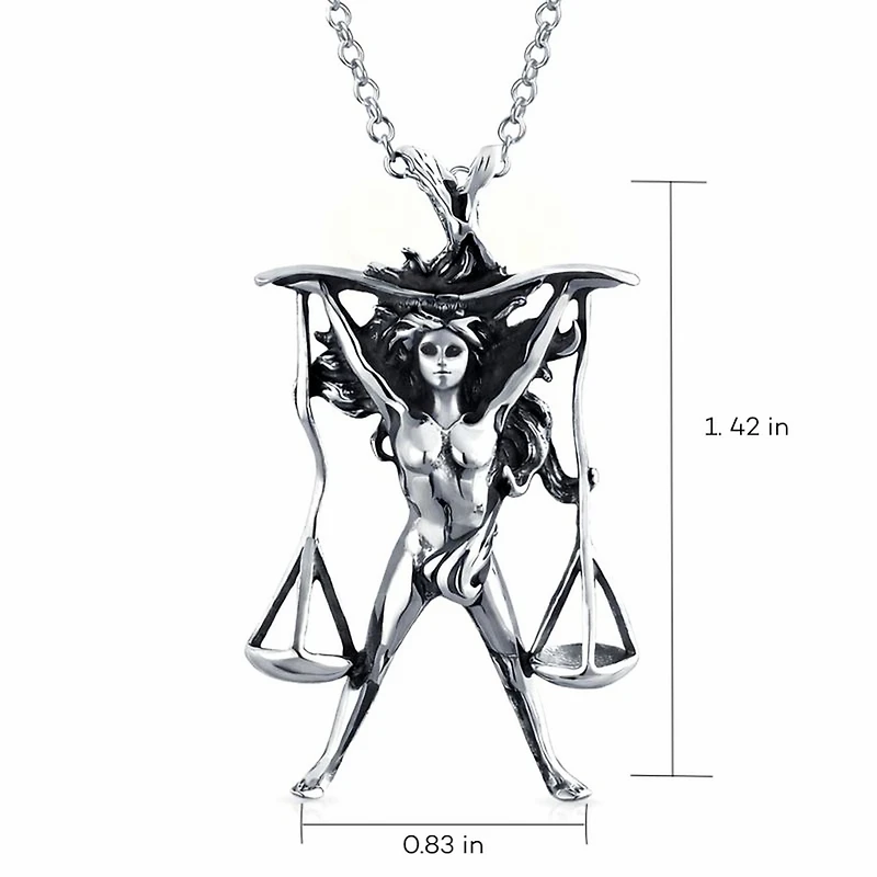 Bling Jewelry Sterling Silver Libra Zodiac & Justice Scales Pendant Necklace - Law & Balance Symbol