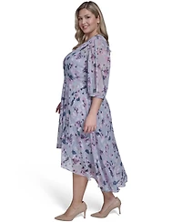 Calvin Klein Plus Balloon-Sleeve Wrap Dress