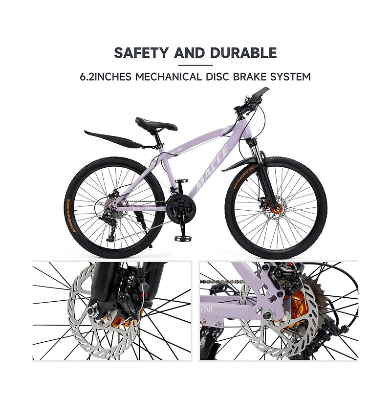 Artudatech 26-Inch 27-Speed Mountain Bike with Lock-Out Fork & Dual Disc Brakes for Versatile Riding