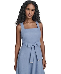 Jessica Howard Women's Sleeveless Square Neck Self Sash Midi Dress