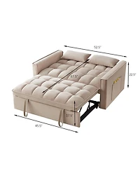 Clihome 4 in1 Loveseat Sofa Bed with Armrests & Storage Pockets, Multi-Function Tufted Pull-out Adjustable