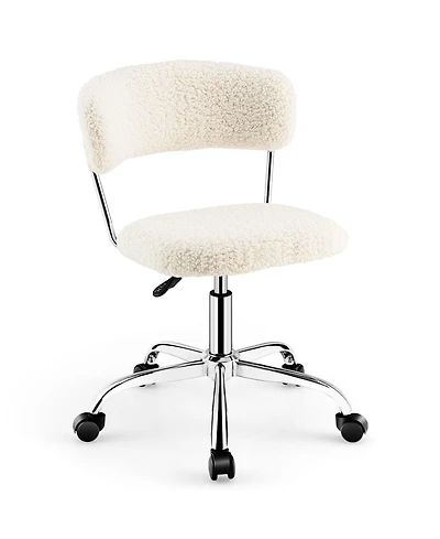 Ecooso Computer Desk Chair Adjustable Sherpa Office Chair Swivel Vanity Chair