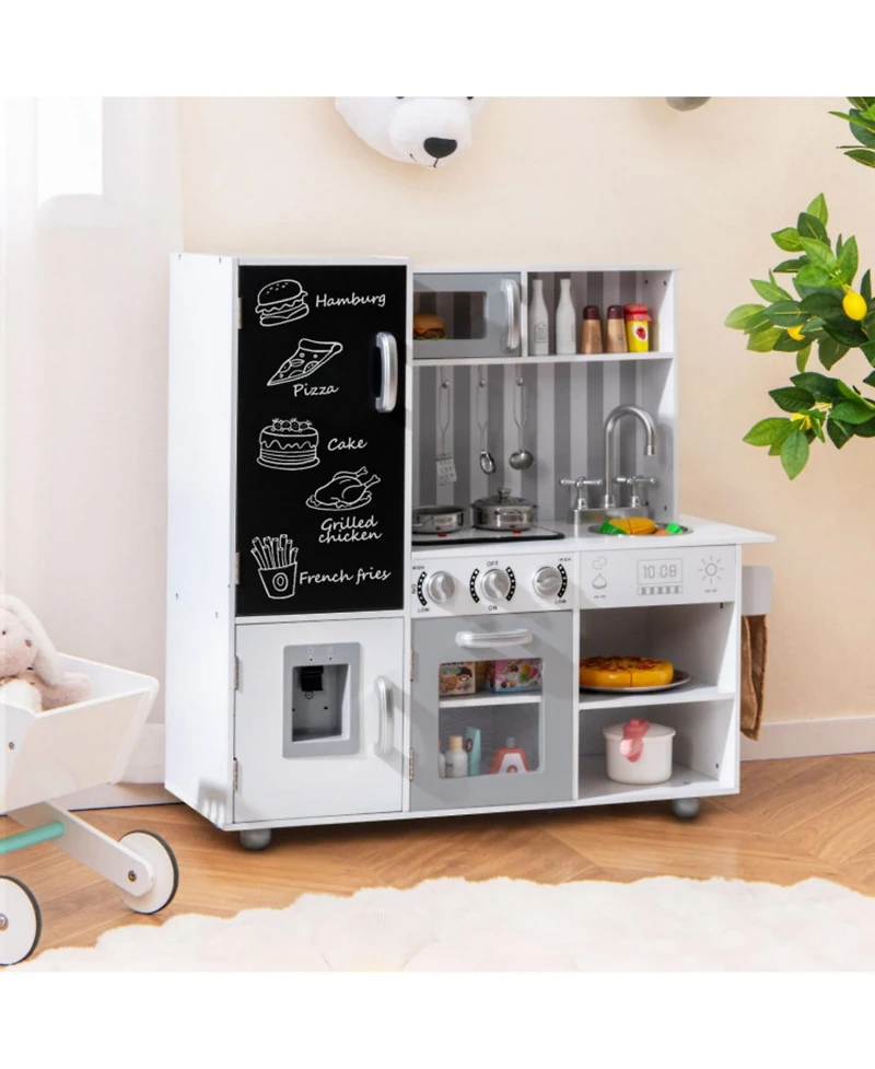 Sugift Pretend Play Kitchen for Kids with Real Sounds and Lights