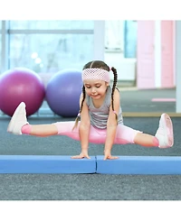 Sugift 7 Ft Folding Balance Beam with Removable Suede Cover and Non-slip Bottom-Navy