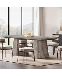 Tribesigns 63-Inch Dining Table with Double Pedestal Base, Modern Kitchen Tabl, Espresso Brown