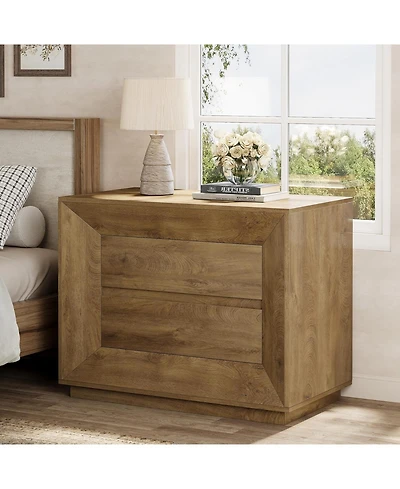 Tribesigns Nightstand, Large Night Stand with 2 Drawers, Oversized Nightstand Bedside Table Sofa End Table for Bedroom