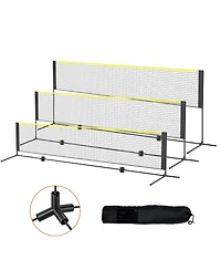Mecale Adjustable Badminton and Volleyball Net, ft Foldable Pickleball Net with Poles, Stand and Carry Bag for Backyard Indoor Outdoor