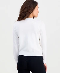 Robbie Bee Petite Crochet Open-Front Long-Sleeve Shrug