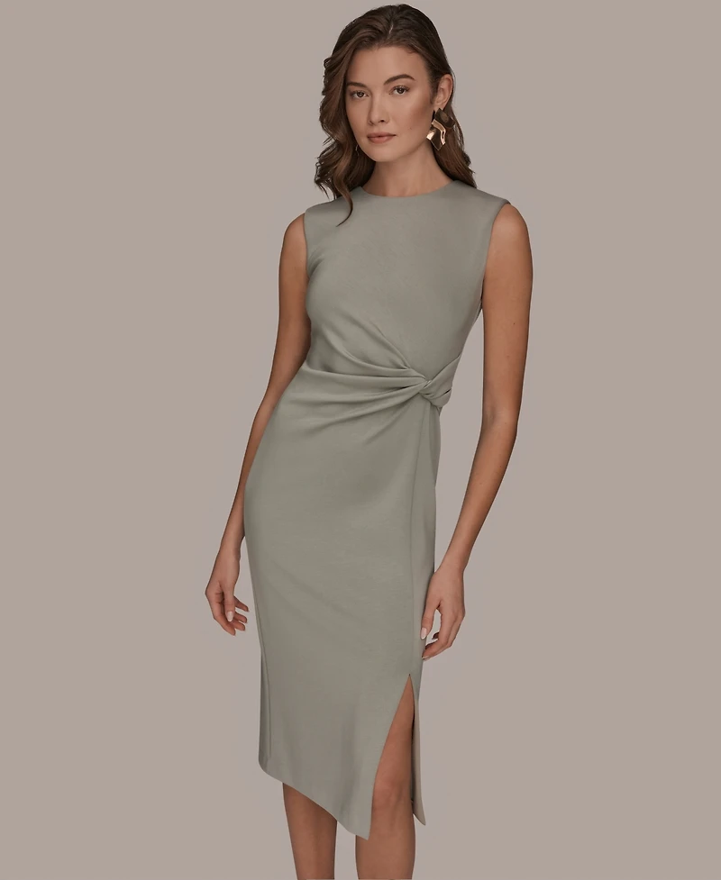 Donna Karan New York Petite Sleeveless Side Tuck Sheath Dress