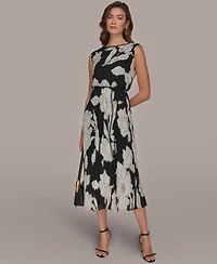 Donna Karan New York Women's Floral Crew neck Midi Dress