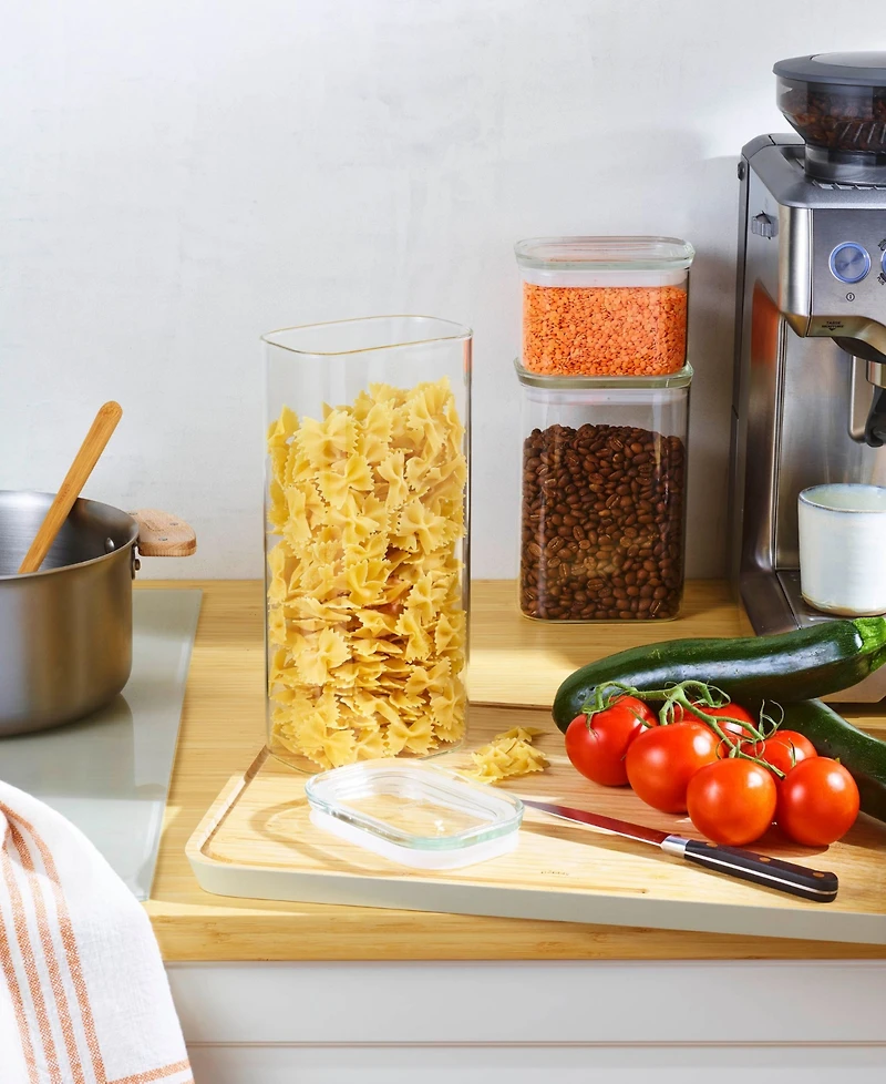 Pebbly Rectangular All-Glass Canisters Assorted, Set of 3