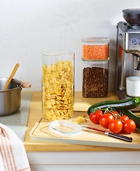 Pebbly Rectangular All-Glass Canisters Assorted, Set of 3