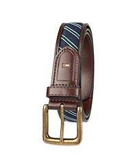 Tommy Hilfiger Men's Prep Striped Ribbon Inlay Casual Belt