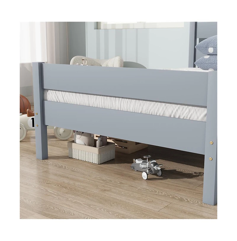 Cesicia Twin Bed with Headboard & Footboard Solid Rubber Wood Space-Saving