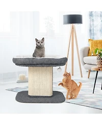 Gymax Modern Cat Tree Tower Cat Activity Tower w/ Large Plush Perch