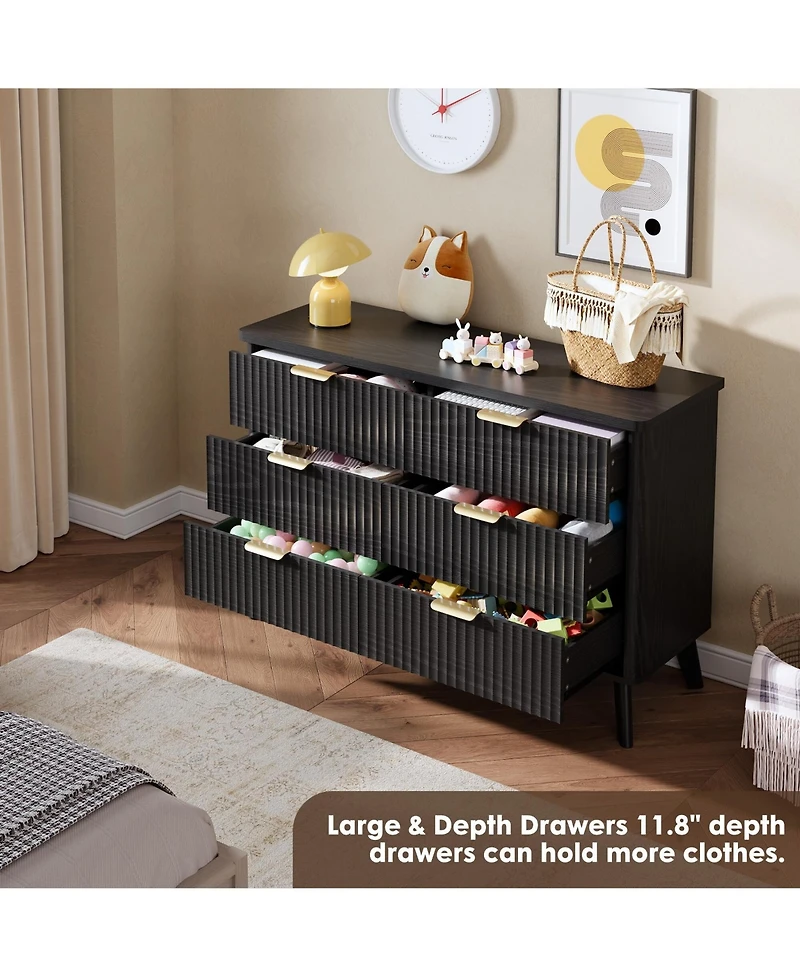 gaomon Fluted Dresser for Bedroom with 6 Deep Drawers