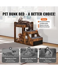 Cozito Pet Bunk Bed & Window Perch with Removable Stairs, Rustic Brown