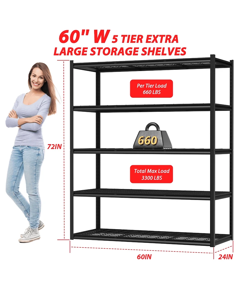 Lovmor in W x 72 in H x 24 in D Adjustable Heavy Duty Concealed Column Metal Shelving Unit