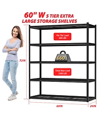 Lovmor in W x 72 in H x 24 in D Adjustable Heavy Duty Concealed Column Metal Shelving Unit