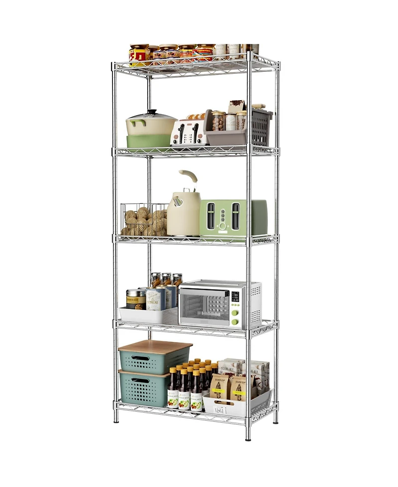 Lovmor 5-Tier 21 in W x 59 in H x 12 in D Height Adjustable Garage Wire Shelving Unit